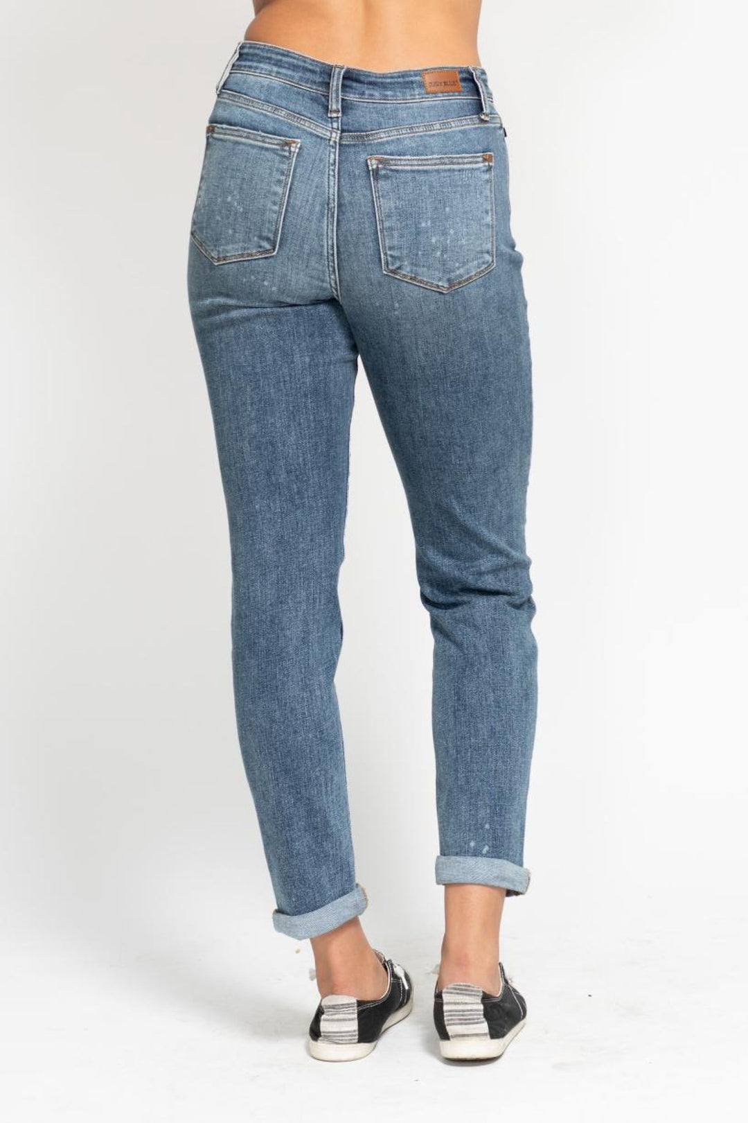 Judy Blue High Rise Bleach Splash Boyfriend Jean - Size 3 Through 15