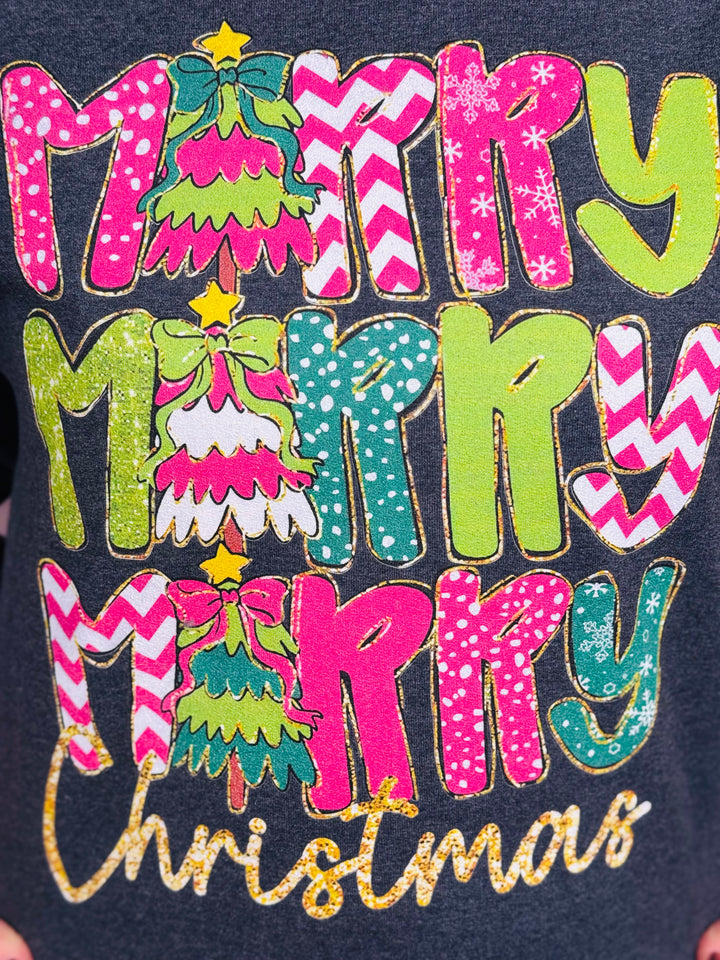 Charcoal"Merry Merry Merry Christmas" Sweatshirt