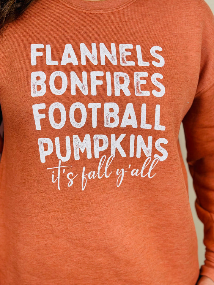 "Flannels Bonfires..." Graphic Sweatshirt - 4 Color Options