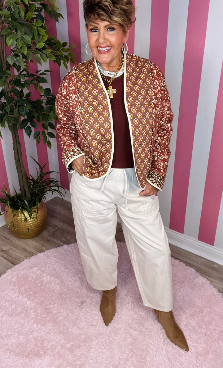 Reversible Mixed Print Quilted Jacket