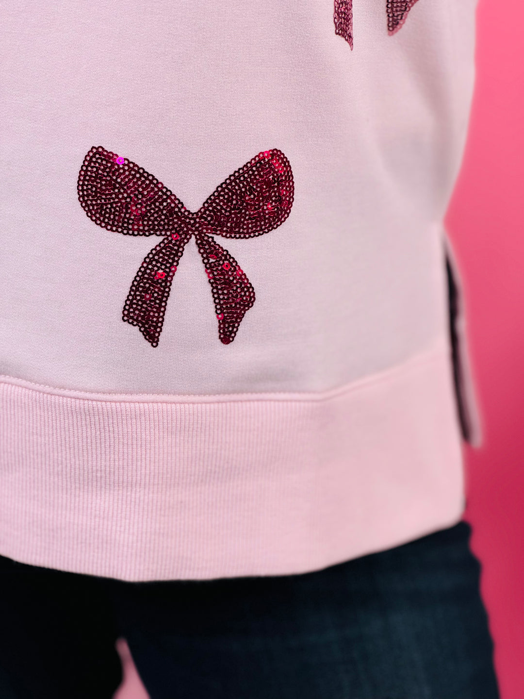 Pink Katie Bows Sweatshirt - Small Through Extended Sizes