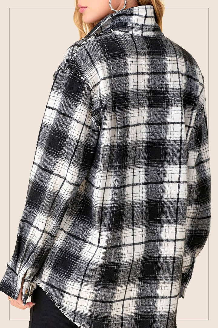 Soft Fabric Plaid Mineral Washed Button Down Shirt-3 Color Options