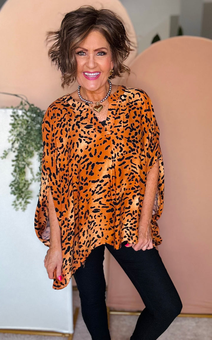 Camel Animal Print Top - Small/Medium Through Extended Sizes - Final Sale