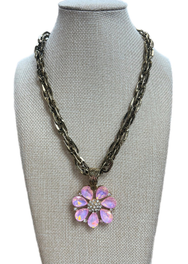 Flower Crystal Necklace-2 Color Options
