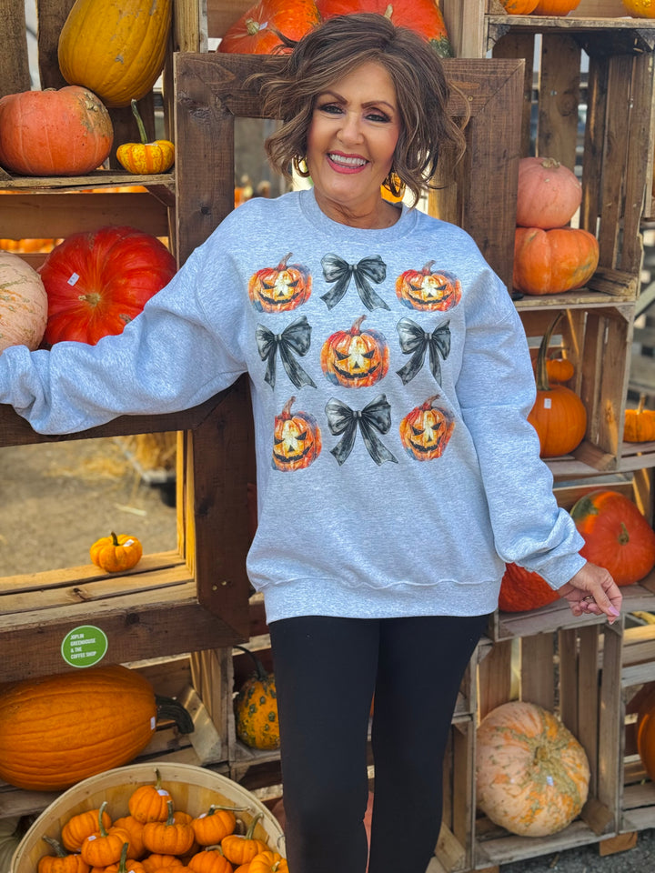 Ash Gray Halloween Coquette Crewneck Sweatshirt - Medium Through Extended Sizes