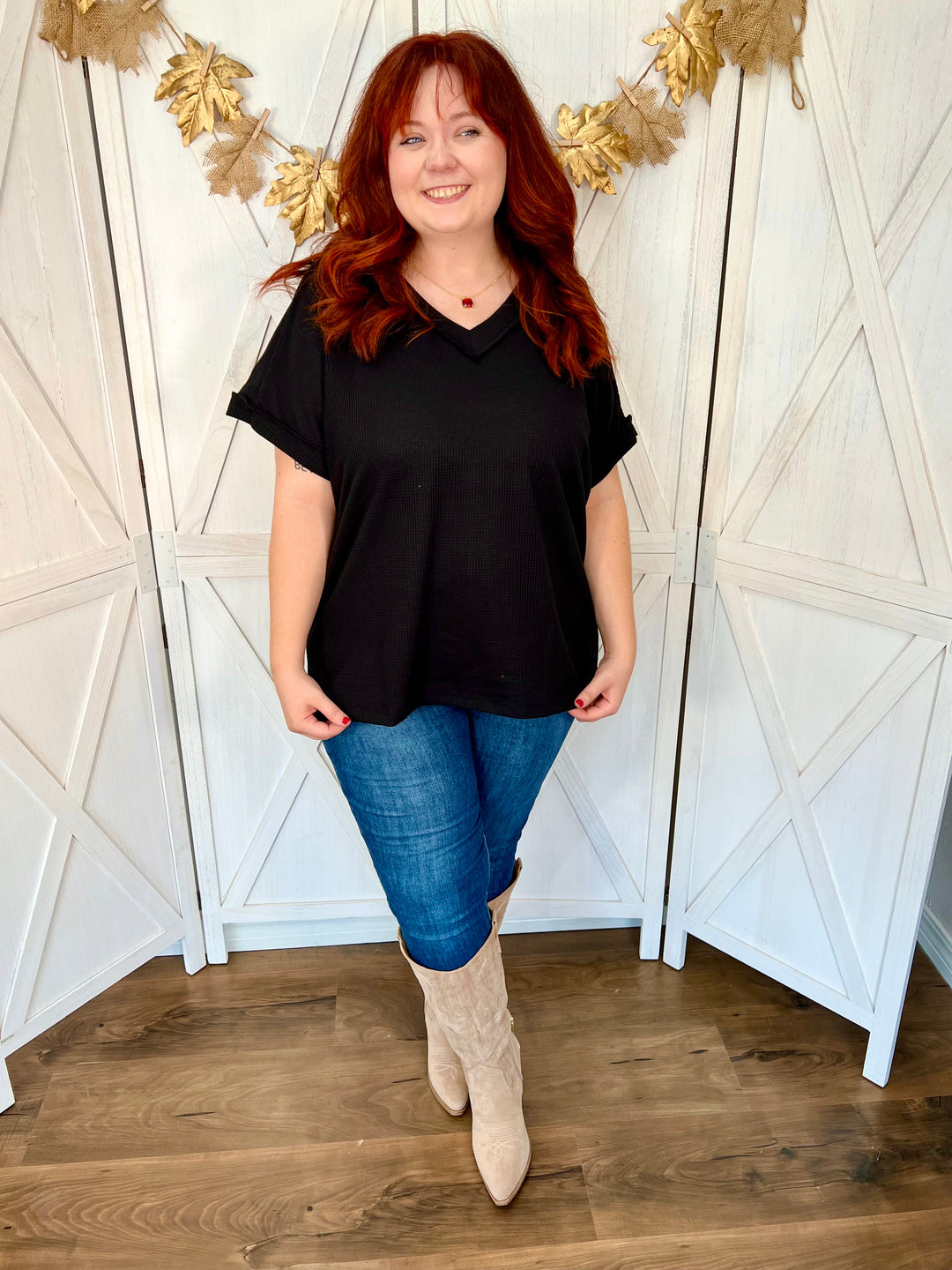 Lucy Waffle Knit Top - 3 Color Options - Small Through Extended Sizes