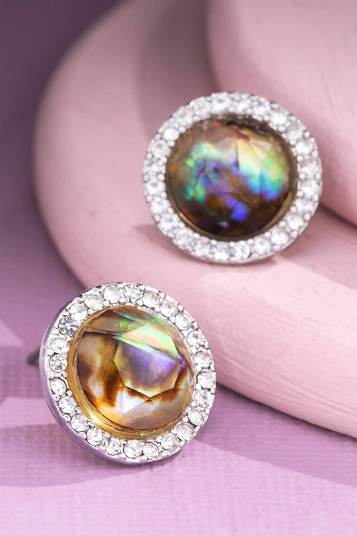 Round Rhinestone Stud Earrings