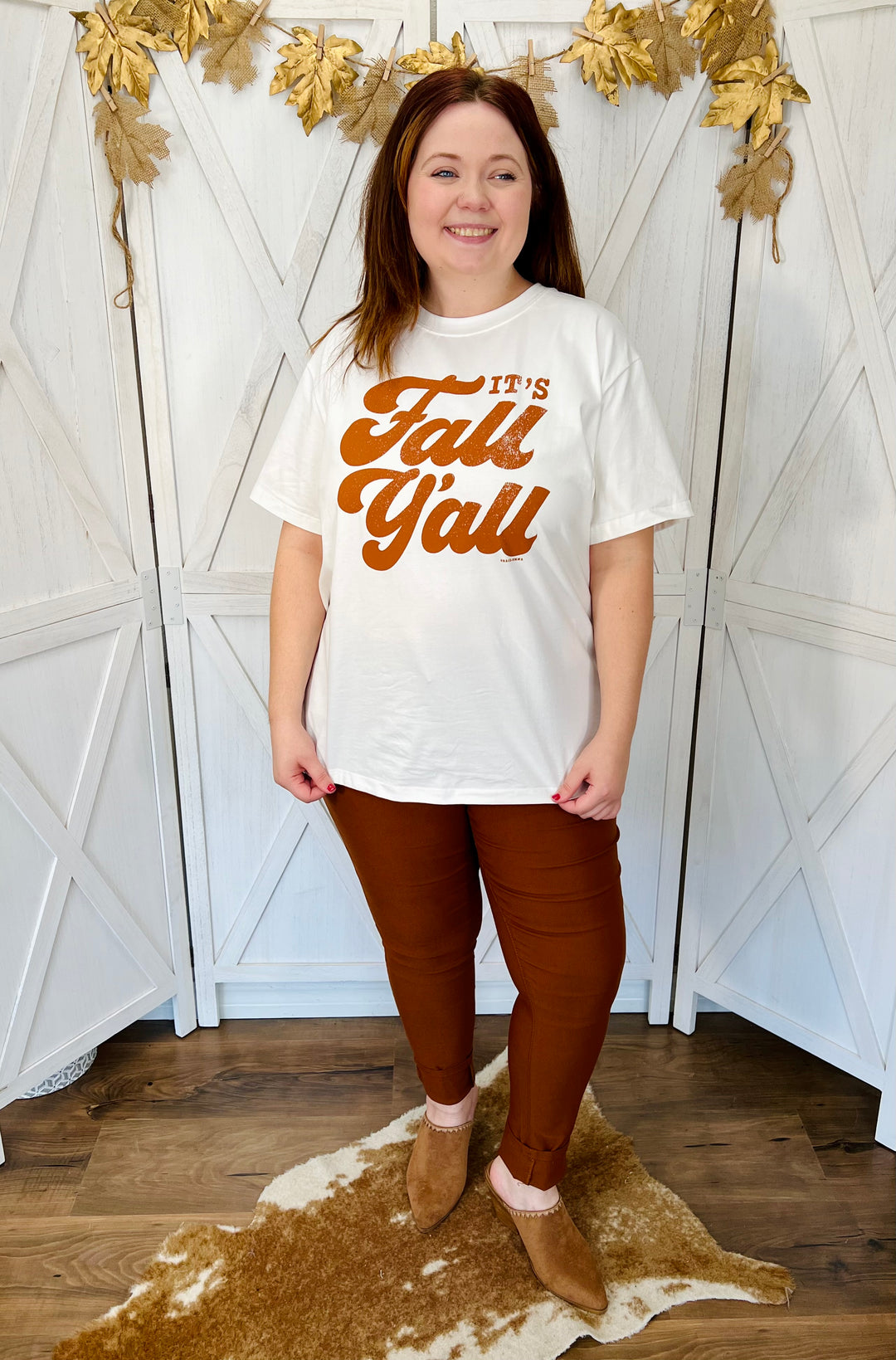 White “It's Fall Y'all” Graphic Tee - Small Through Extended Sizes - Final Sale