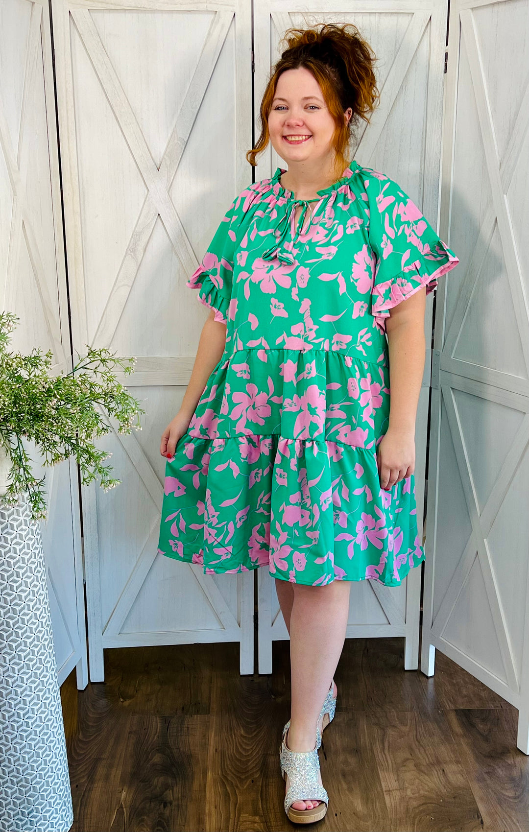 Green A-Line Tiered Dress - Available Small Through Extended Sizes - Final Sale