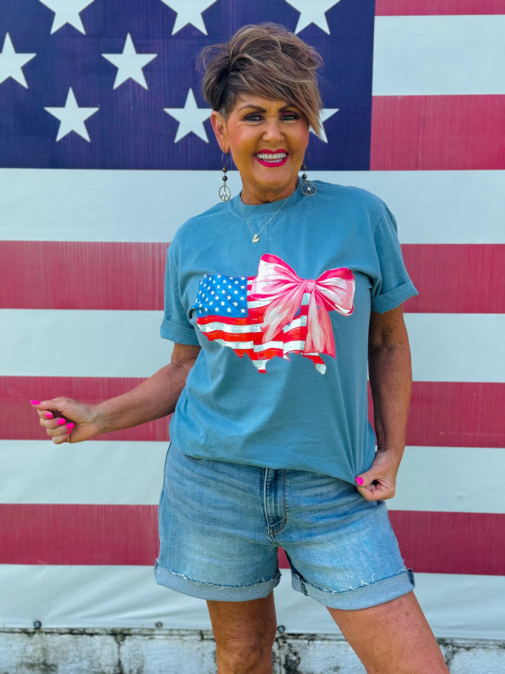 Ice Blue "Flag & Bow" Tee