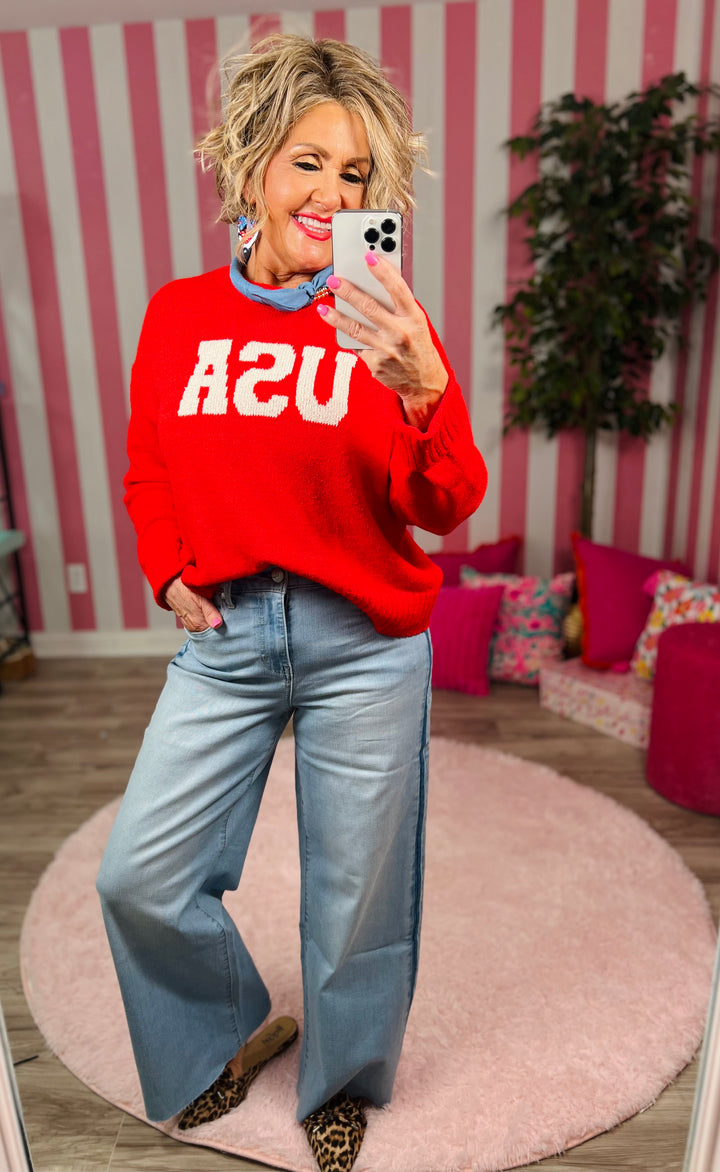 High Rise Wide Leg Crop with Release Side Seam