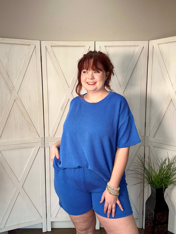 Corded Ribbed Shorts Set - 2 Color Options