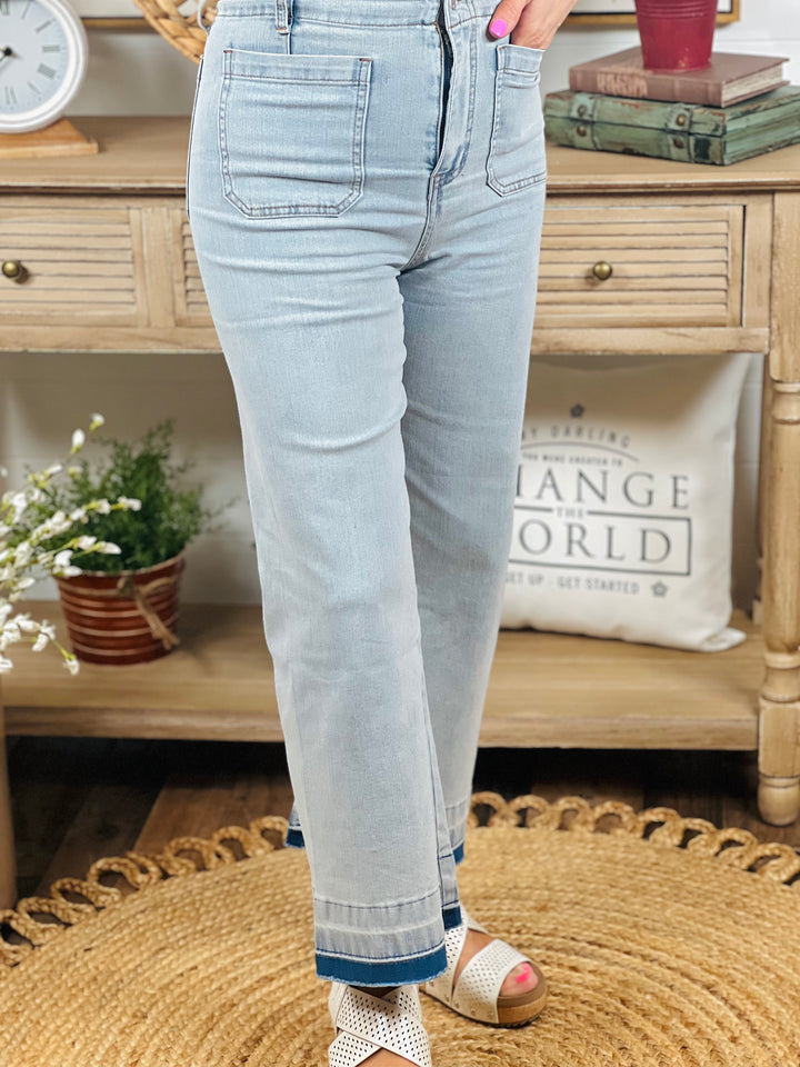 Mineral Washed Cropped Denim Pants