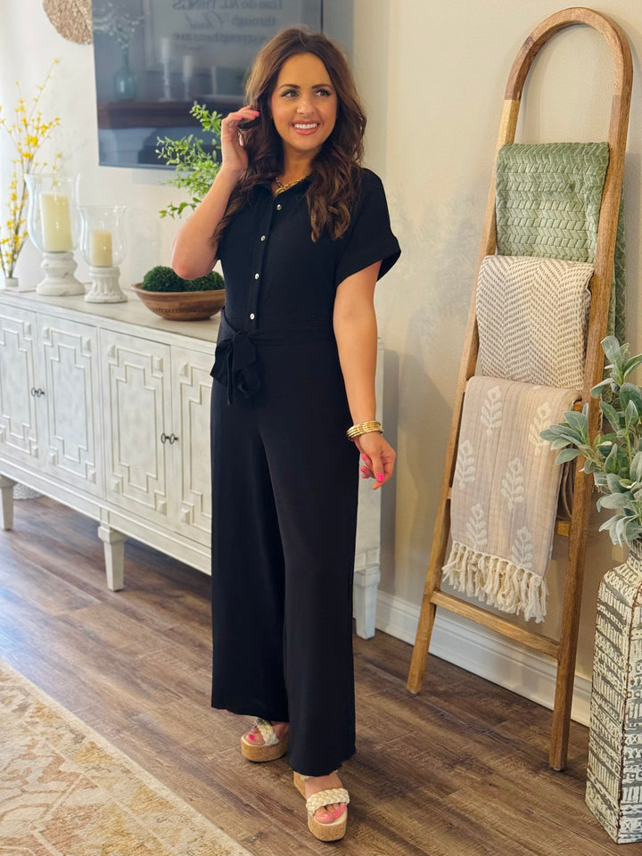 Black Jumpsuit w/Belted Waistline