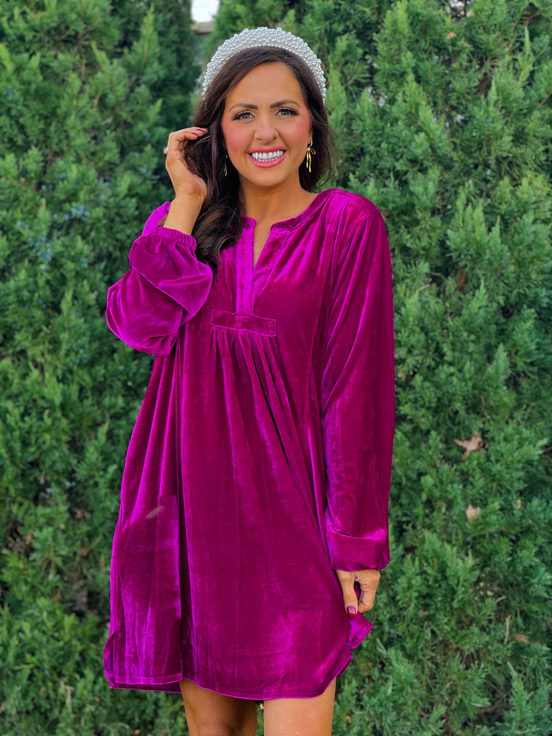 Long Sleeve Soft Velvet Tunic Dress - 5 Color Options - Small Through Extended Sizes