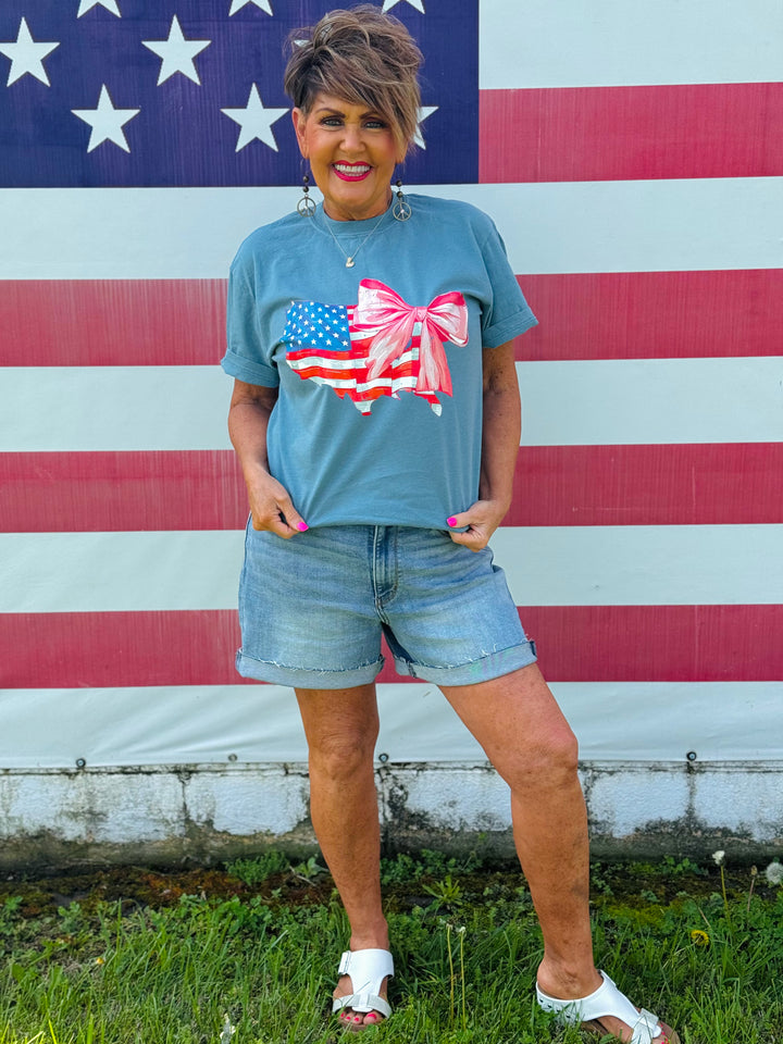 Ice Blue "Flag & Bow" Tee