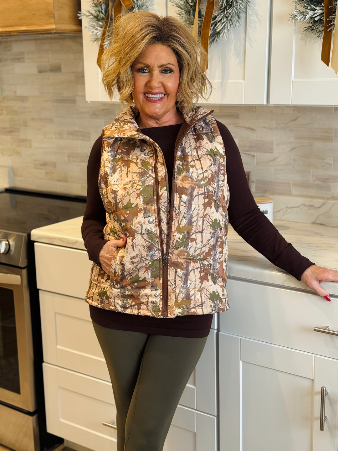 Delilah Puffer Vest- Classic Chloe Camo