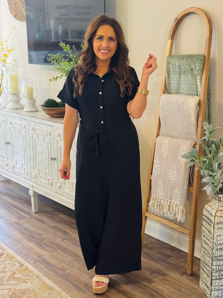 Black Jumpsuit w/Belted Waistline