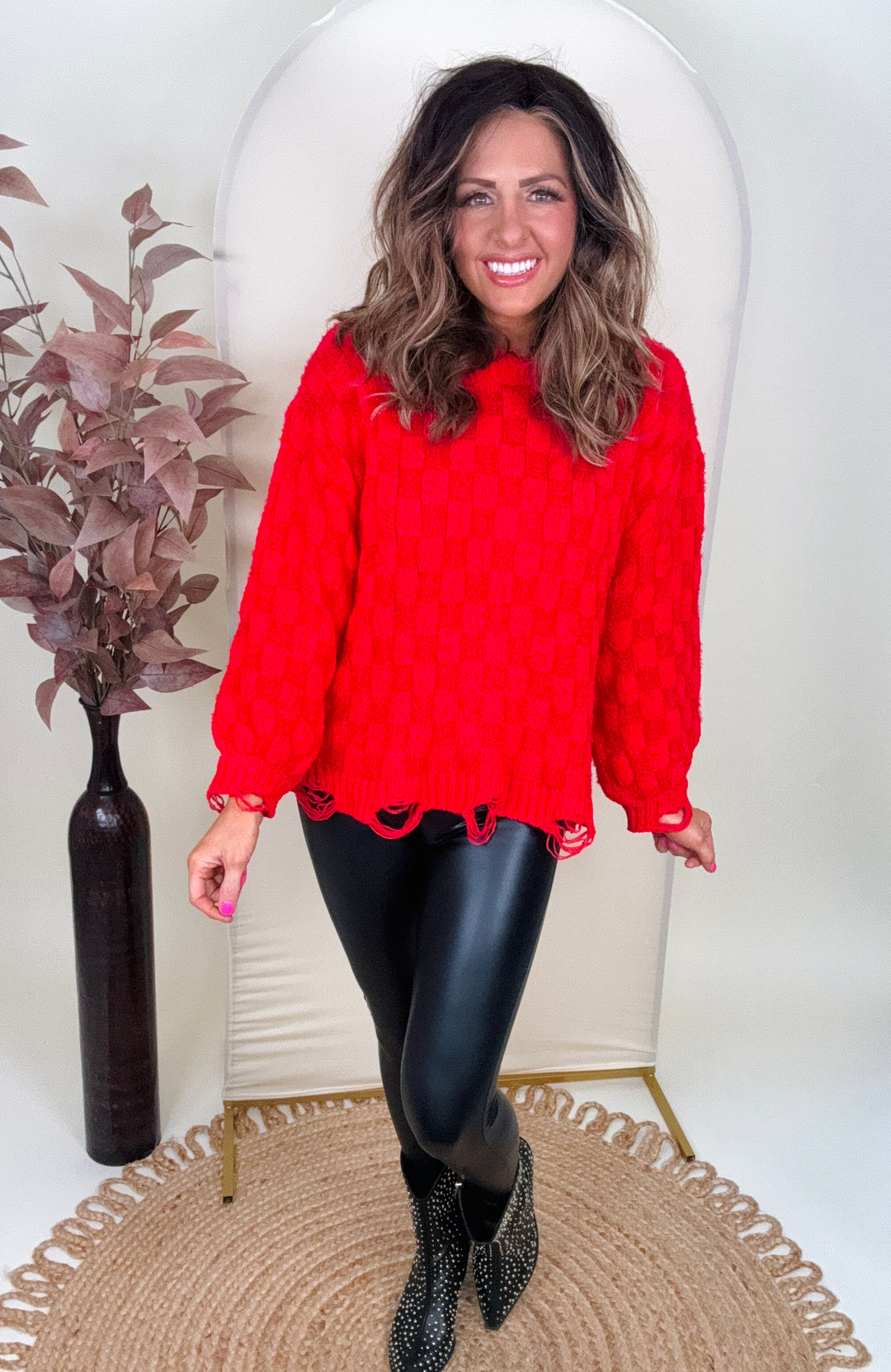 POL: Round Neck Long Sleeve Oversized Sweater - 3 Color Options