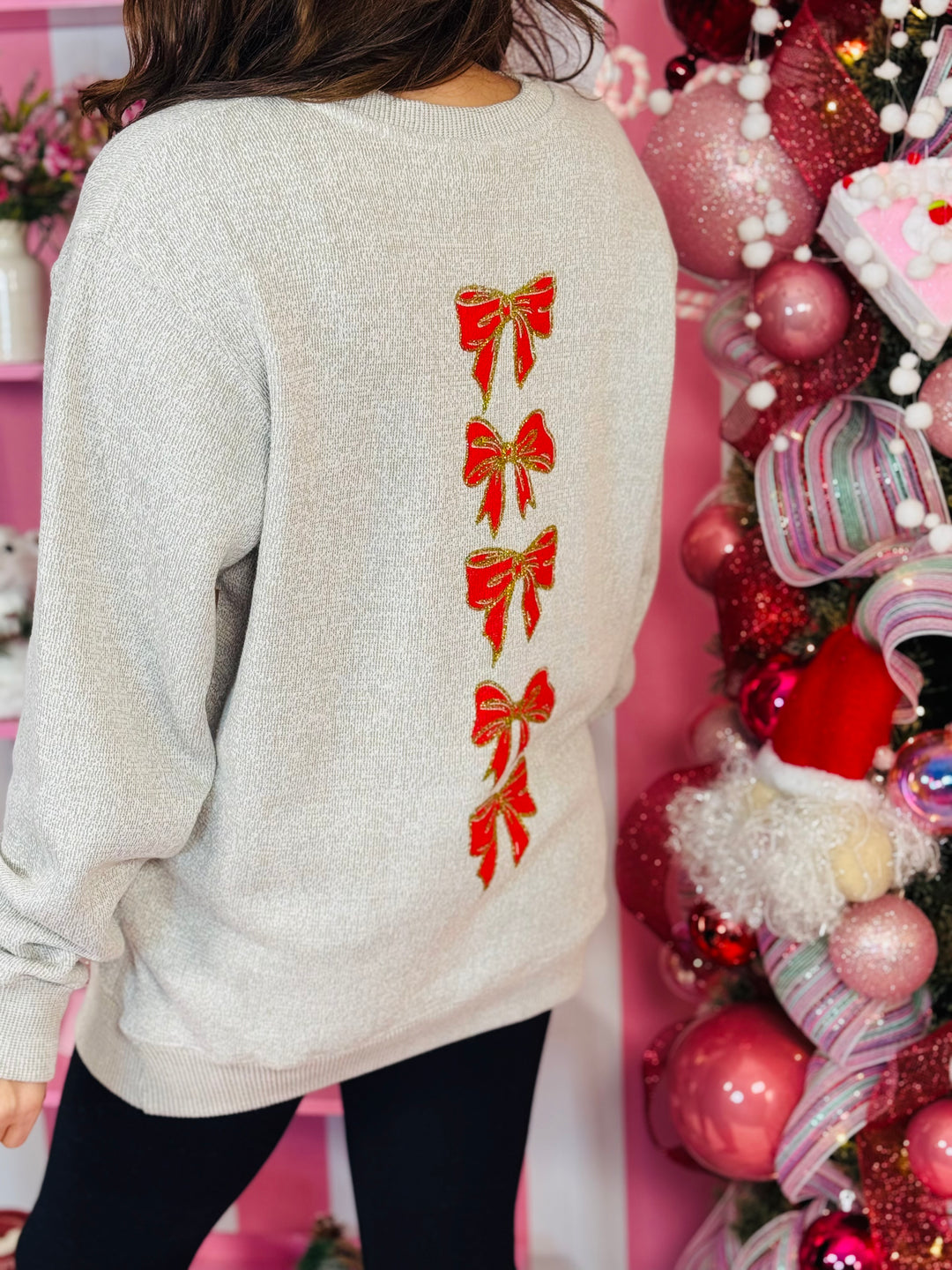 Christmas Bows Knit Sweatshirt