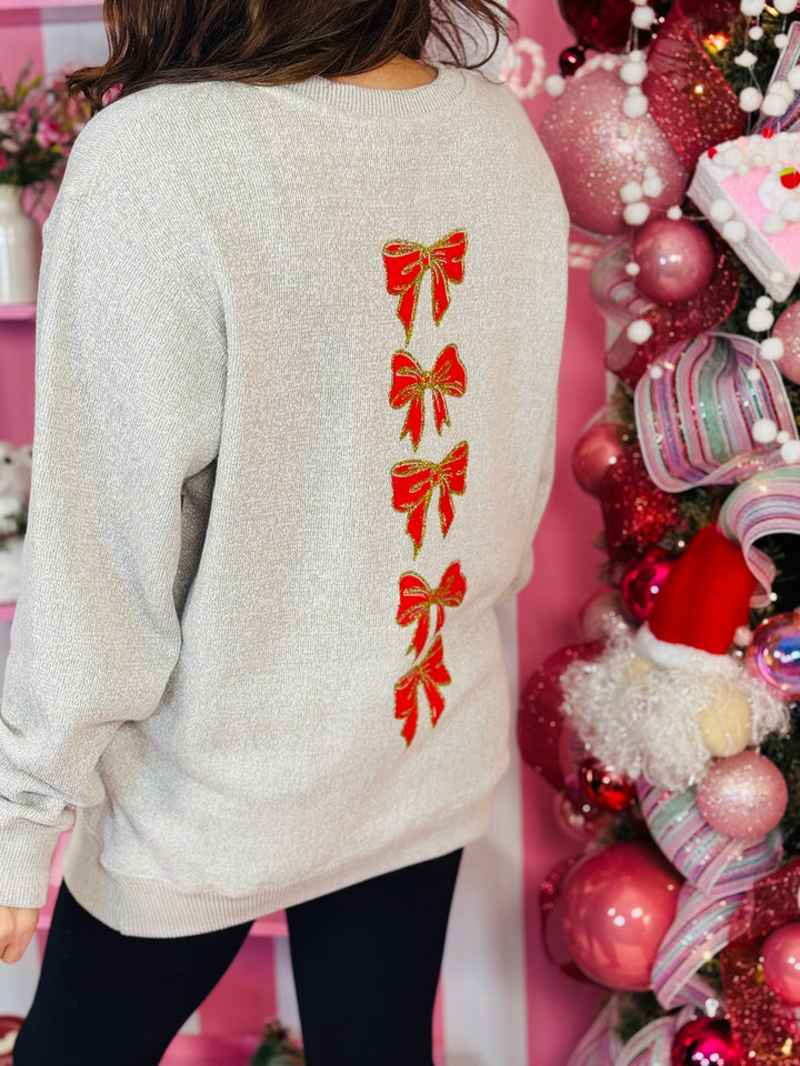 Christmas Bows Knit Sweatshirt
