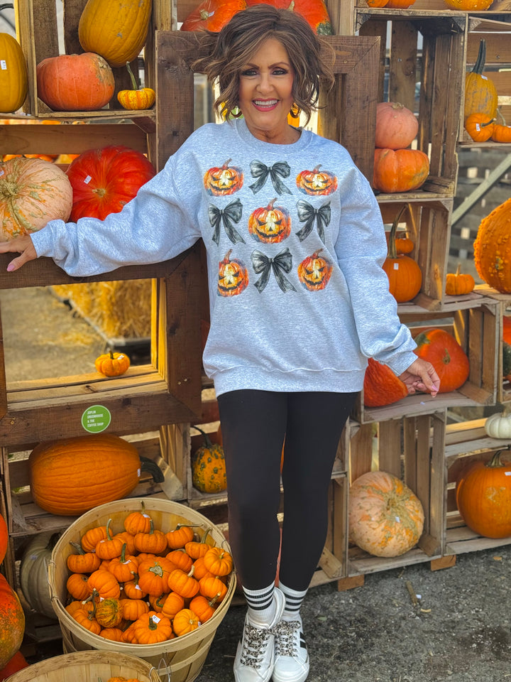 Ash Gray Halloween Coquette Crewneck Sweatshirt - Medium Through Extended Sizes