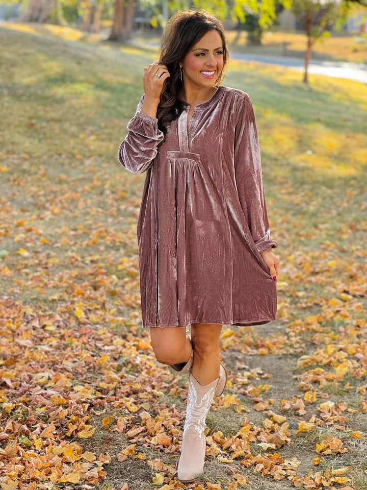 Long Sleeve Soft Velvet Tunic Dress - 5 Color Options - Small Through Extended Sizes