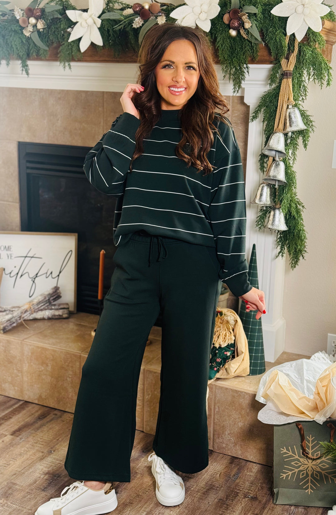 Modal Scuba Stripe Crew Neck Top - 2 Color Options