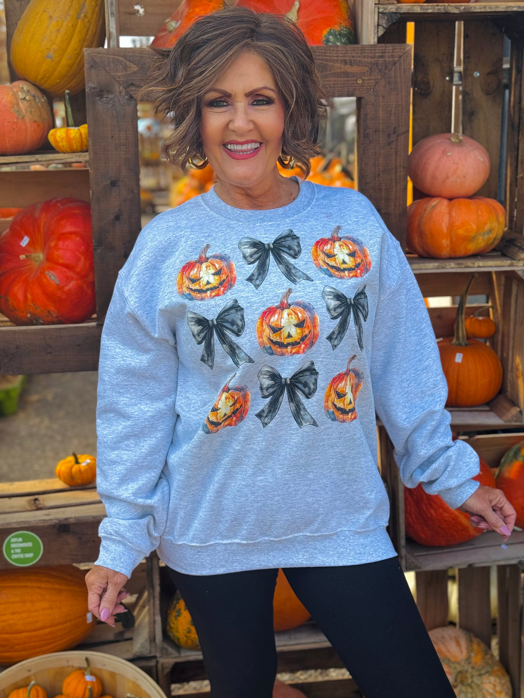 Ash Gray Halloween Coquette Crewneck Sweatshirt - Medium Through Extended Sizes