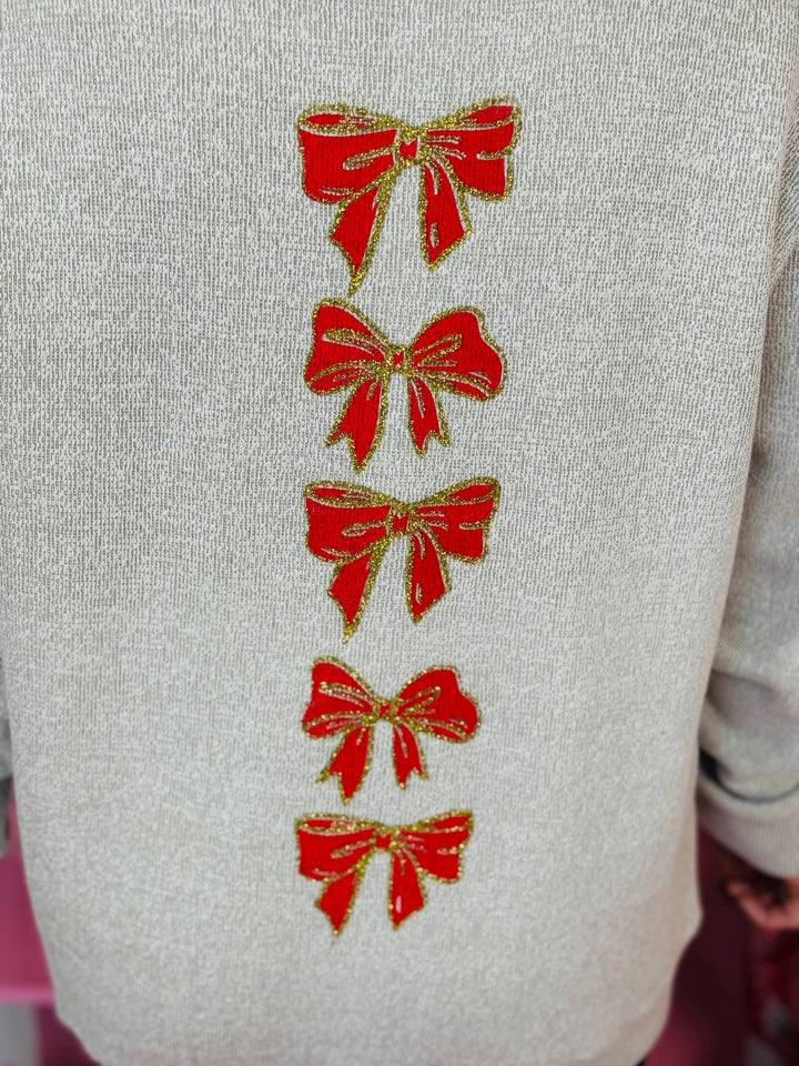 Christmas Bows Knit Sweatshirt