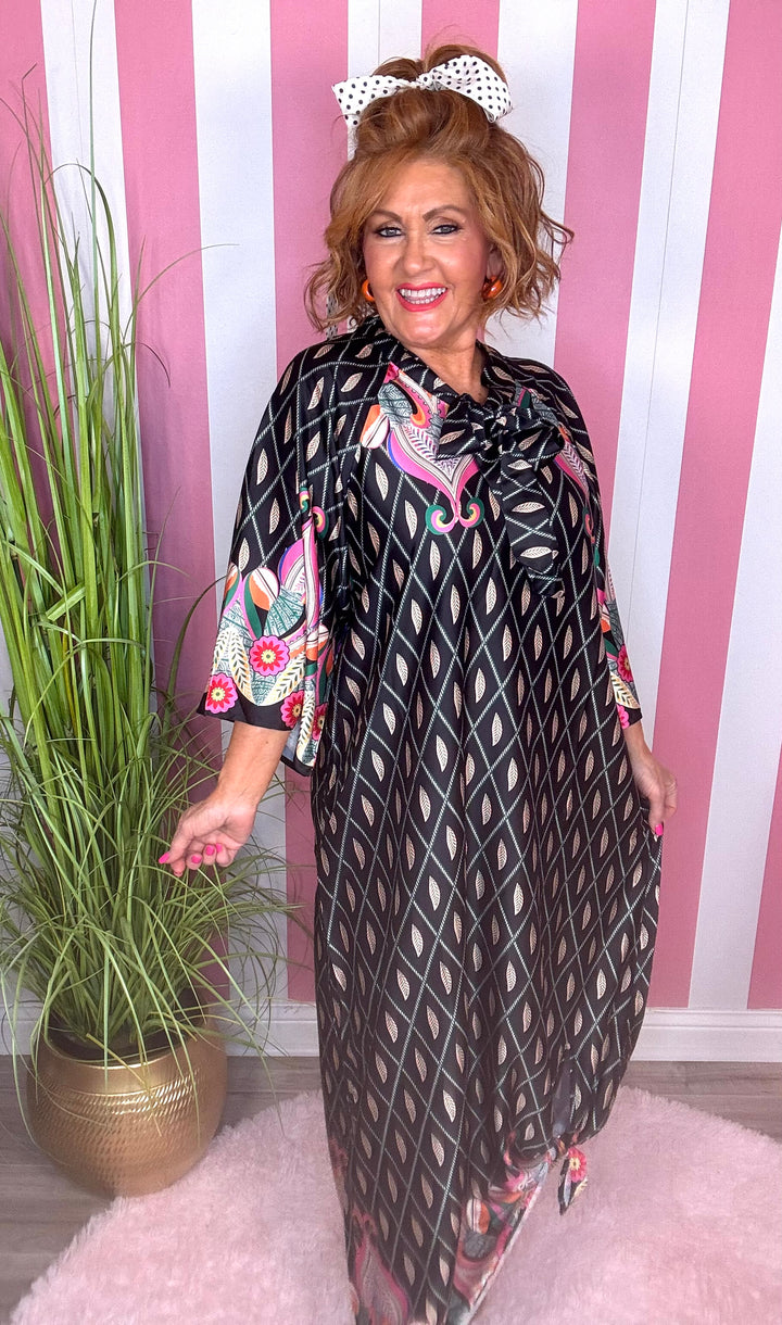 Maxi Dress-Black Geometric Print