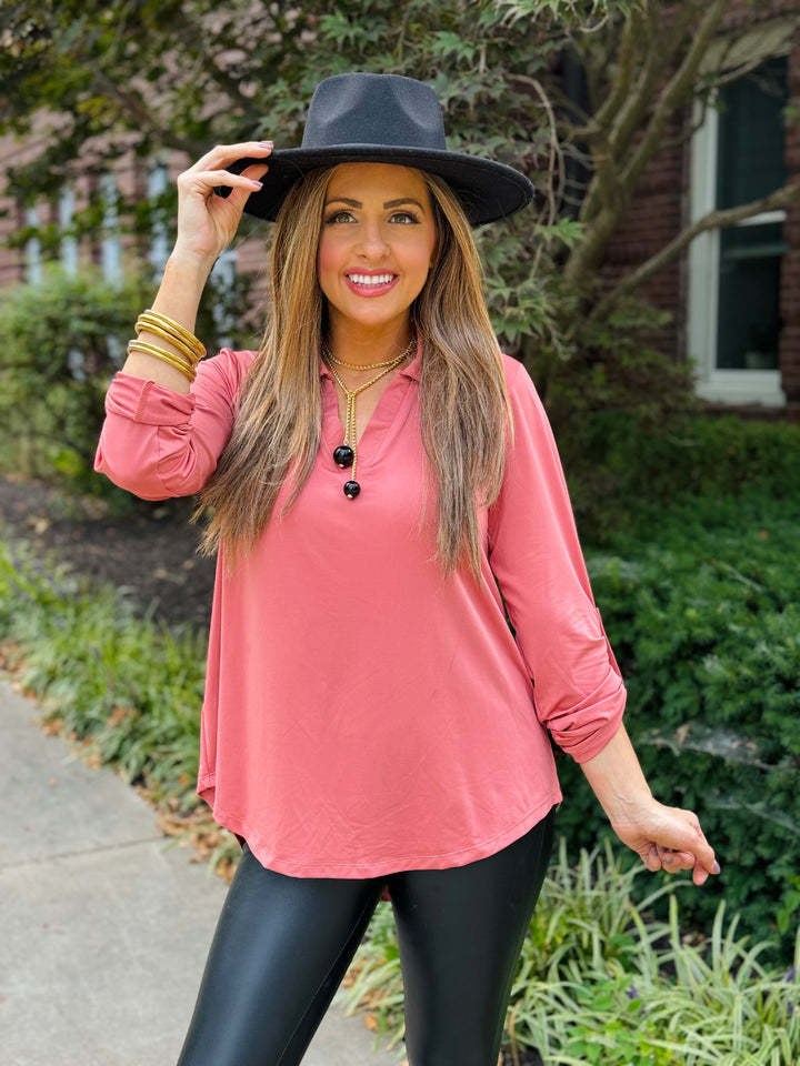 Dusty Rose Blouse - Small Through Extended Sizes - Final Sale