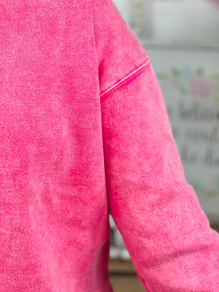 Acid Wash Fleece Oversized Pullover - 2 Colors