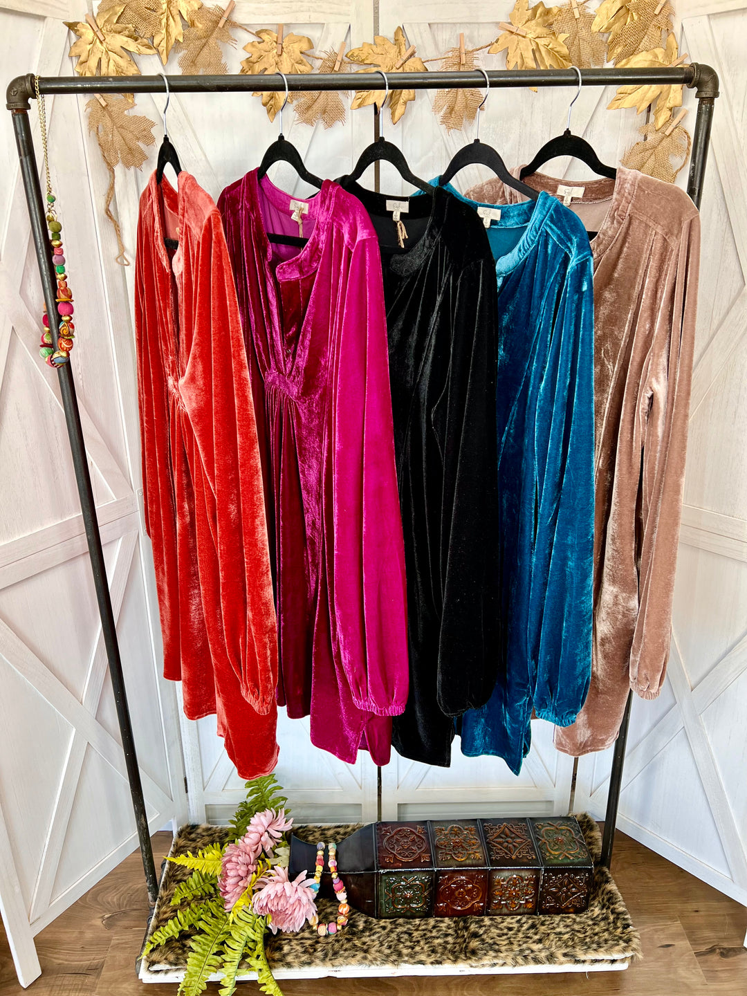 Long Sleeve Soft Velvet Tunic Dress - 5 Color Options - Small Through Extended Sizes