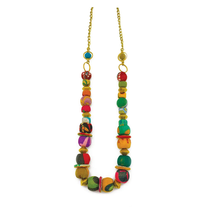 Aasha Mixed Round Flat Beads Necklace