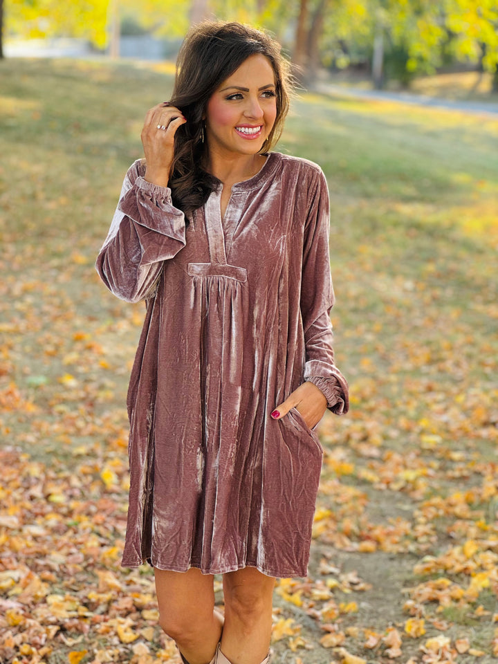 Long Sleeve Soft Velvet Tunic Dress - 5 Color Options - Small Through Extended Sizes