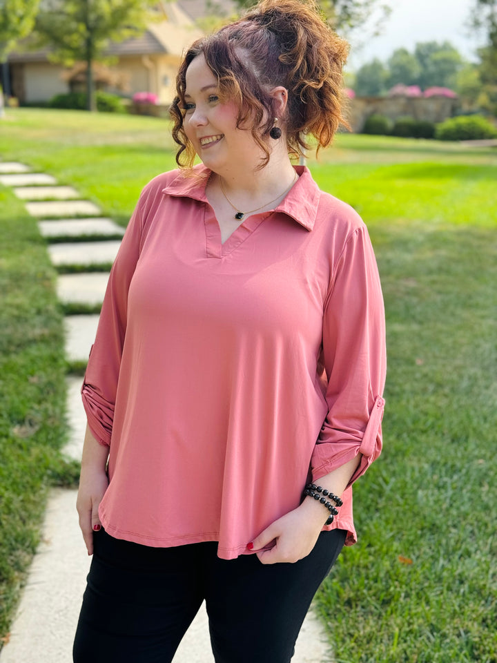 Dusty Rose Blouse - Small Through Extended Sizes - Final Sale