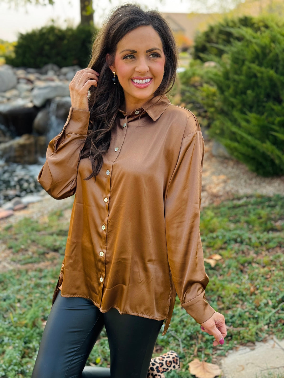 Satin Button Down Shirt - 3 Color Options