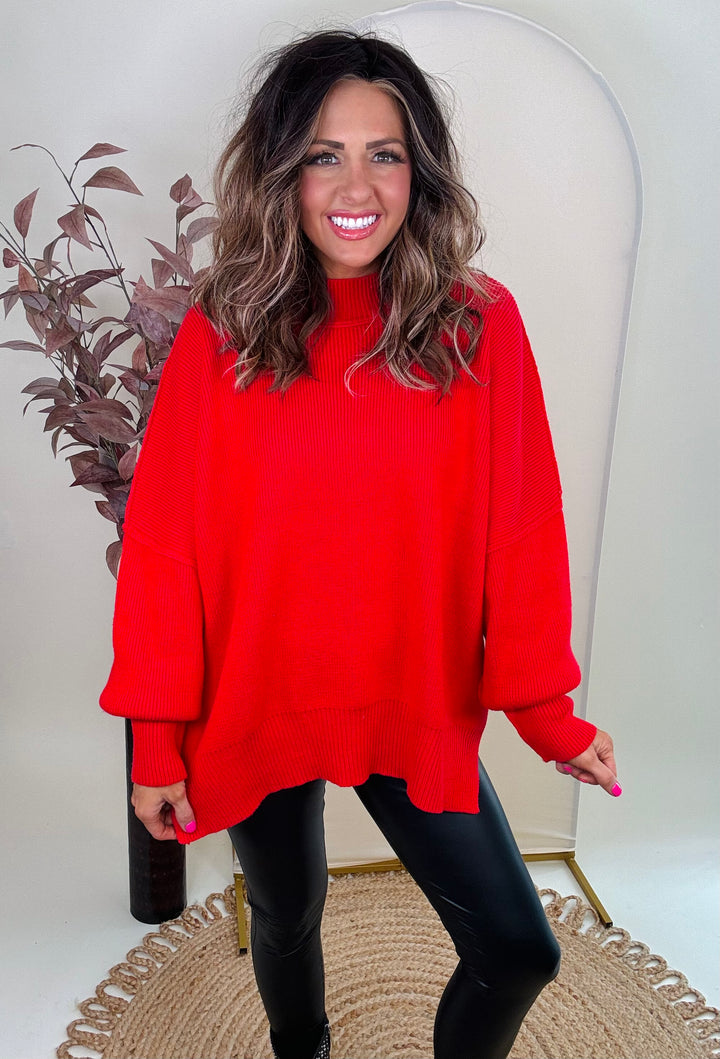 Side Slit Oversized Sweater - 5 Color Options