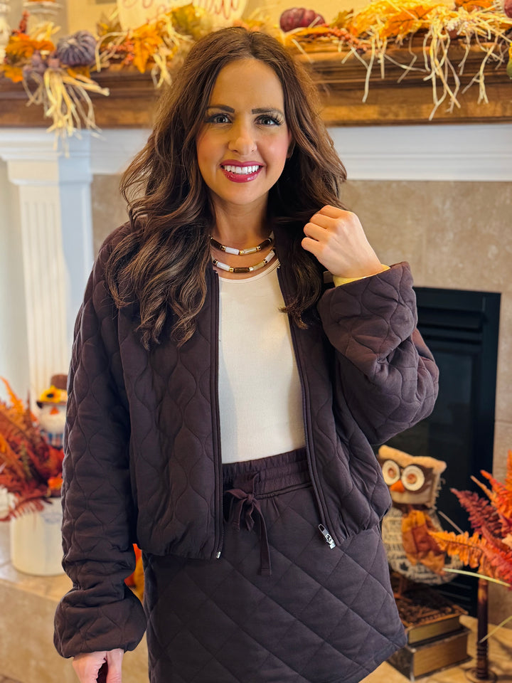 Espresso Quilted Bomber