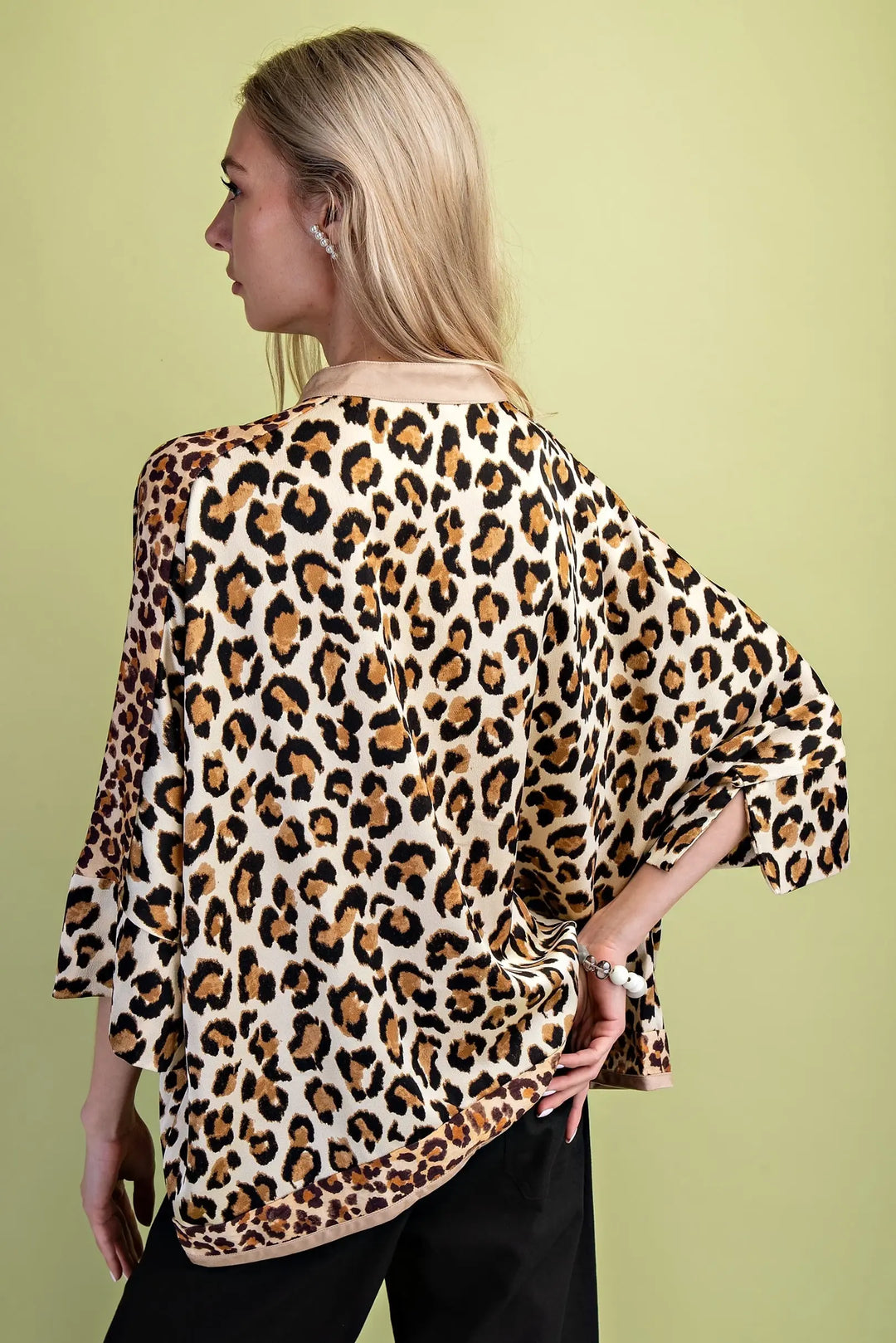 Mixed Leopard Print Button Down