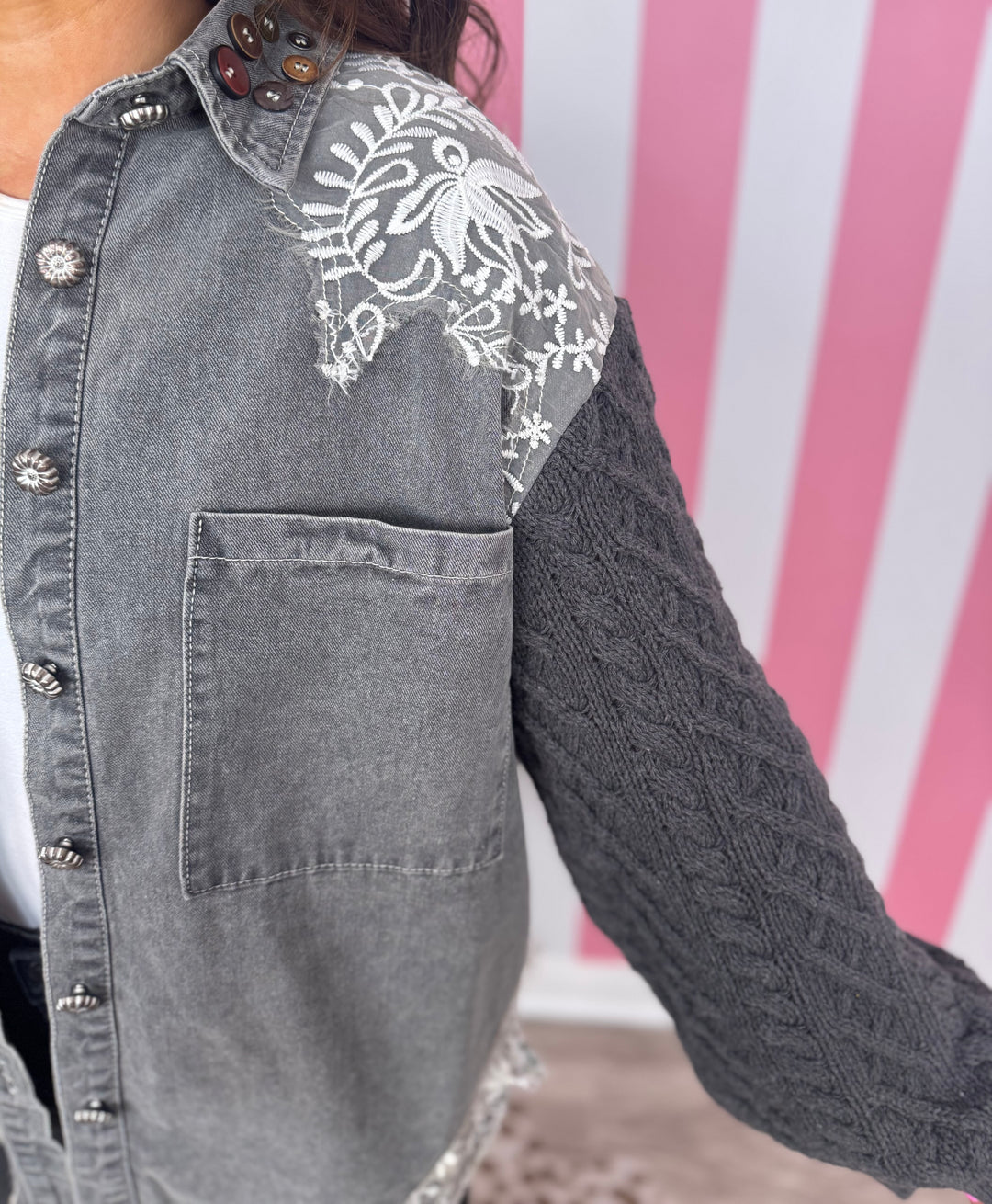 Charcoal Lace Patchwork jacket