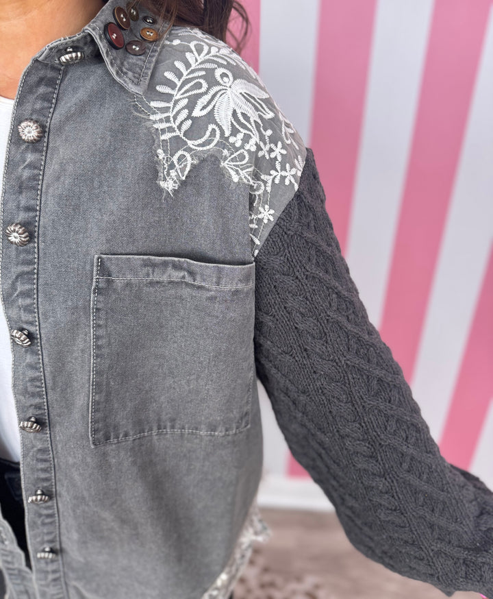 Charcoal Lace Patchwork jacket