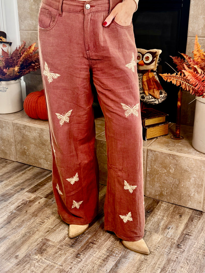 Burgundy Gauze Pants