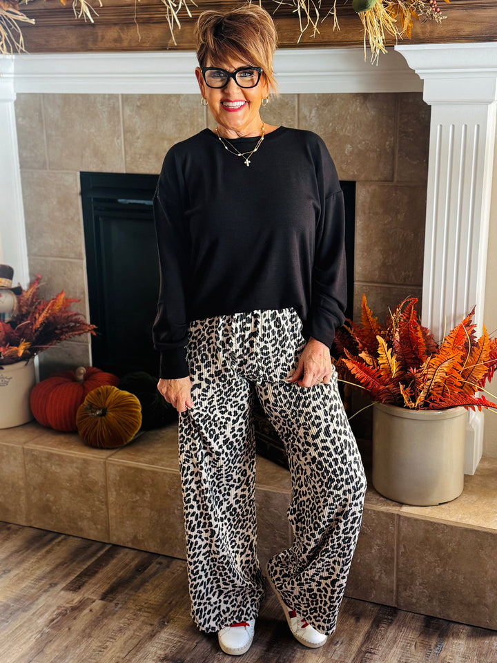 Grey Animal Print Casual Pants