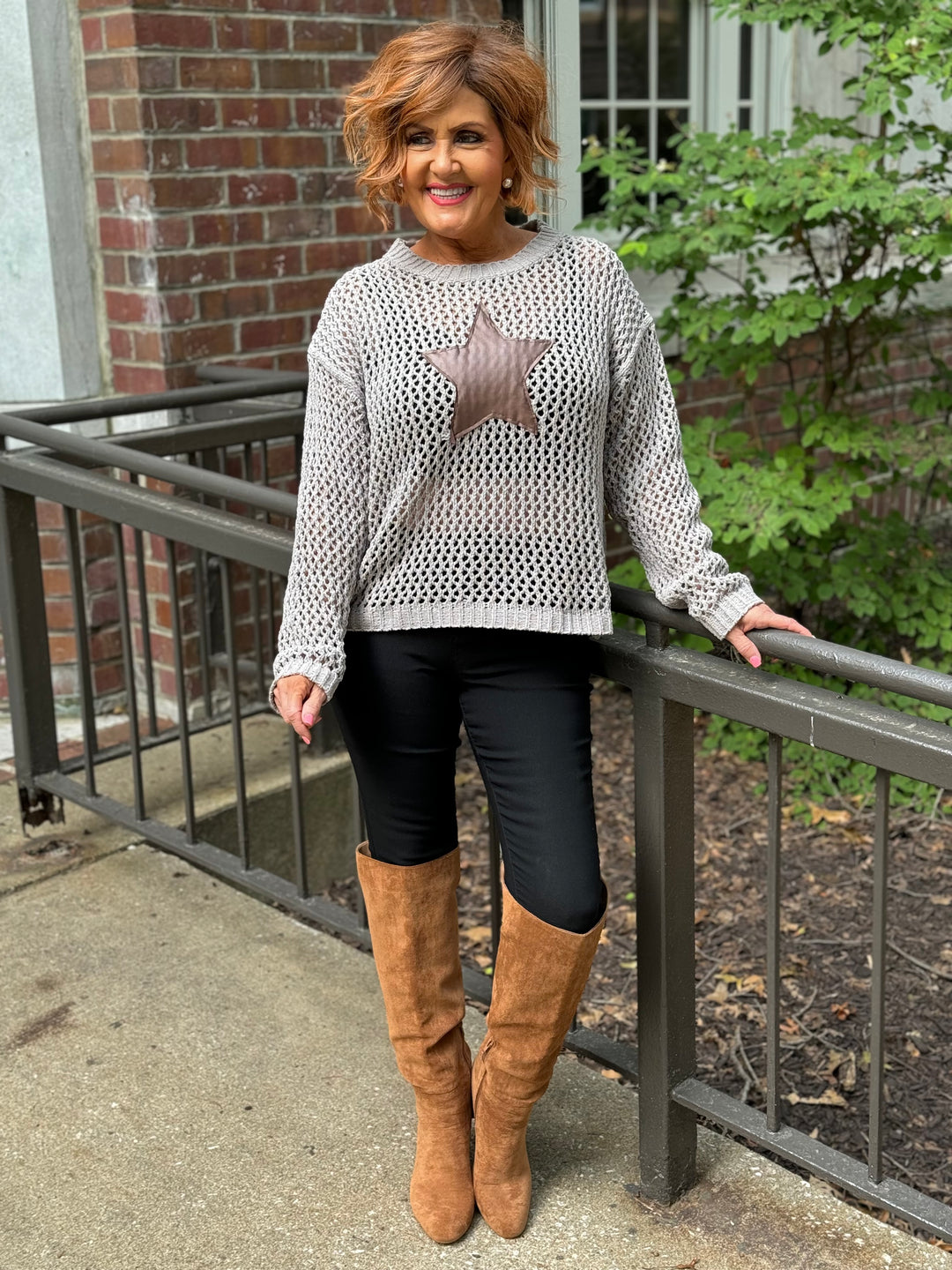 Sting Ray Star Crochet Long Sleeve Sweater