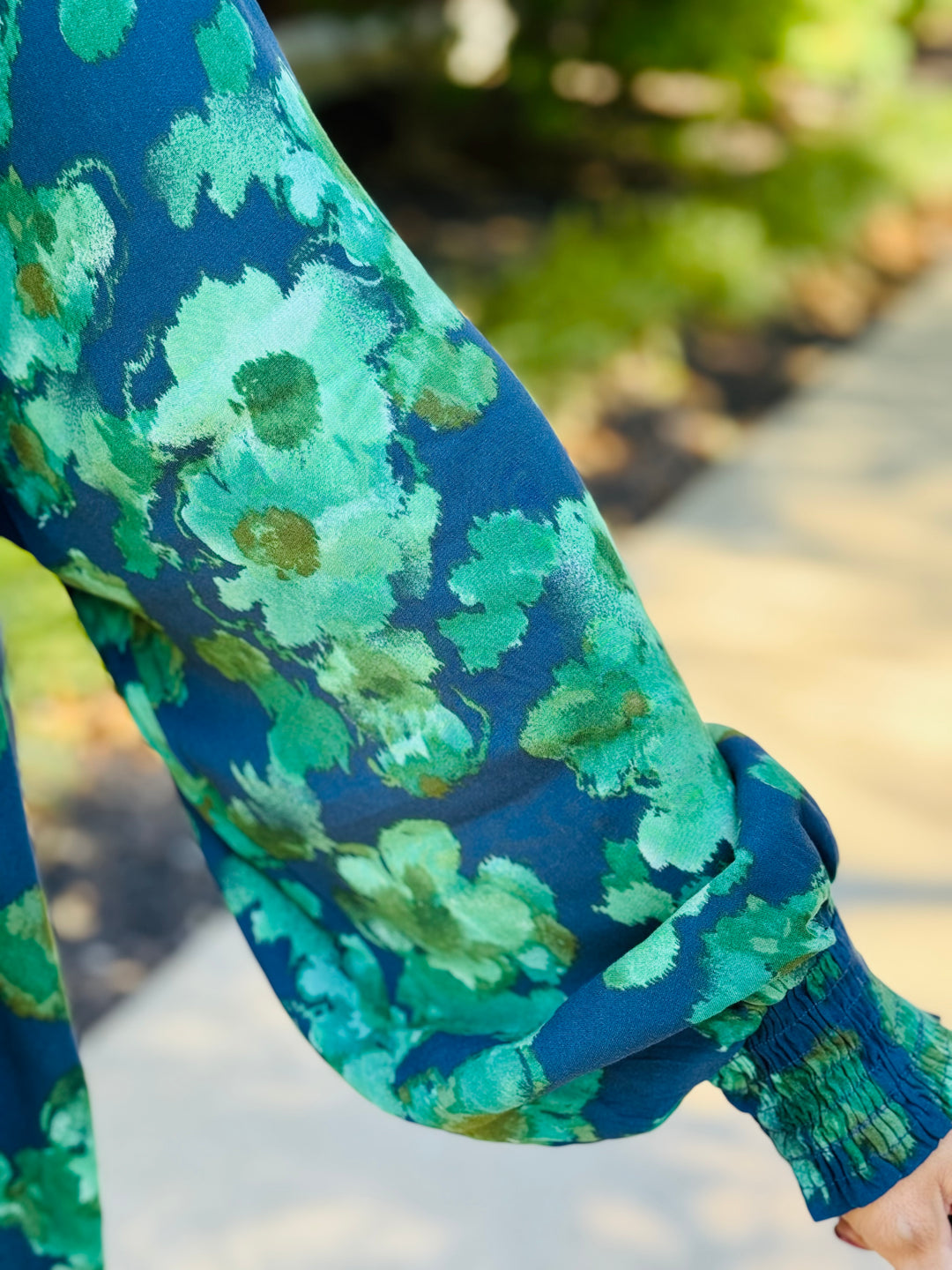 Emerald Green Floral Print Mirabelle Blouse