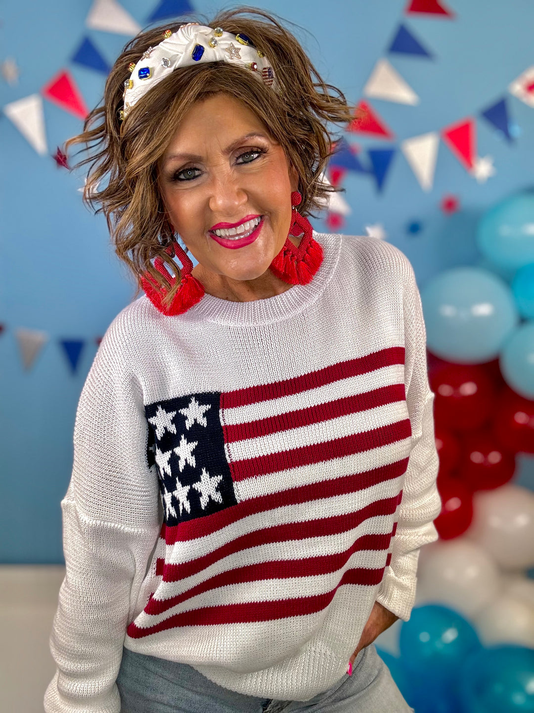 PREORDER - Americana Flag Sweater - SHIPS BEGINNING OF JUNE