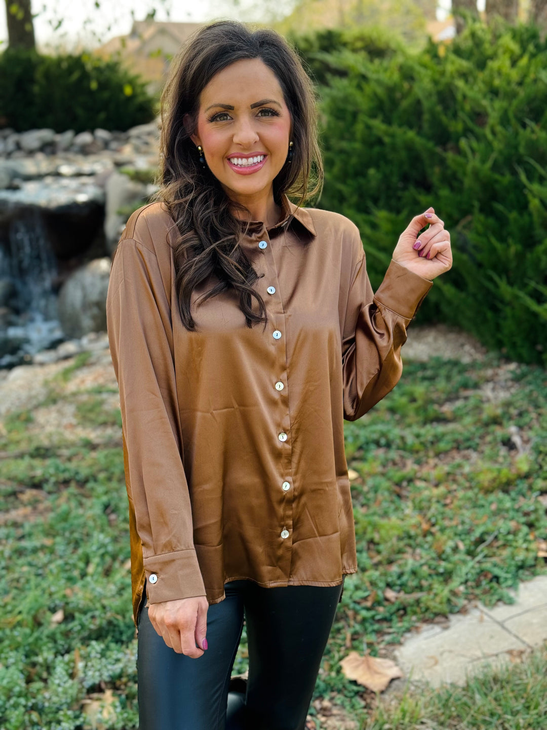 Satin Button Down Shirt - 3 Color Options