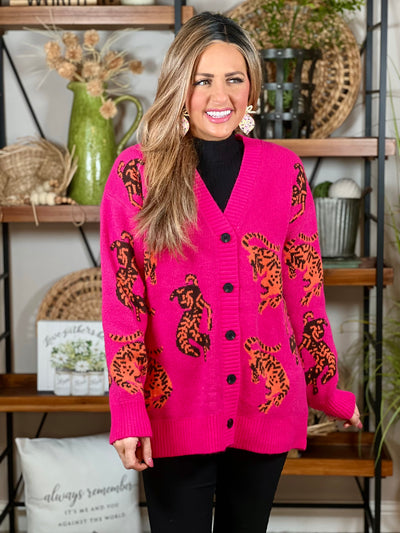 Animal Print Button Front Cardigan -Small to 3X